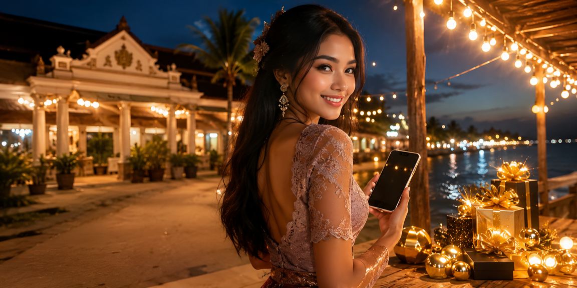 Proses pendaftaran akun baru di platform taruhan dengan latar pantai tropis cerah