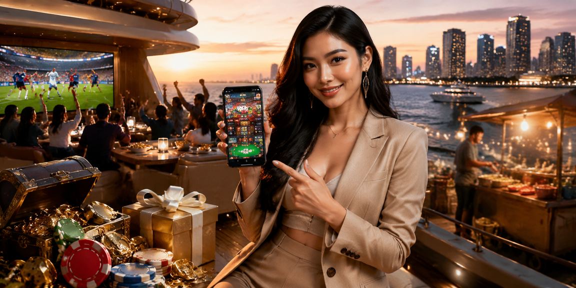 Model perempuan bergaya modern sedang memegang kartu permainan dengan ekspresi percaya diri