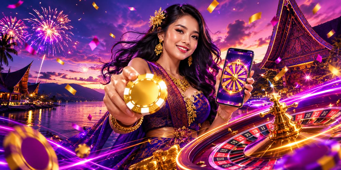Meja roulette dengan efek neon menggambarkan live casino rupiah77