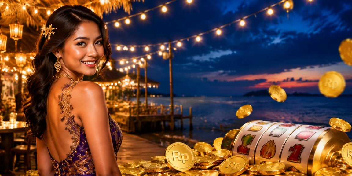 Permainan slot bertema pantai tropis dengan tampilan antarmuka mobile yang cerah